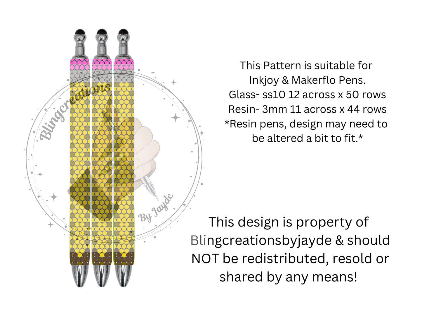 "Pencil"Rhinestone Pen Template