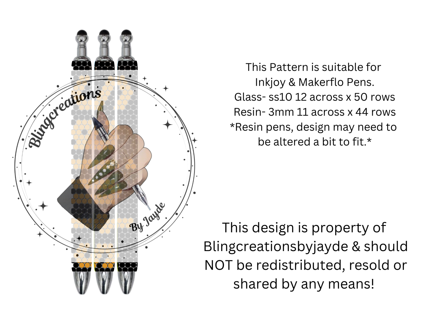 "Saints" Rhinestone Pen Template