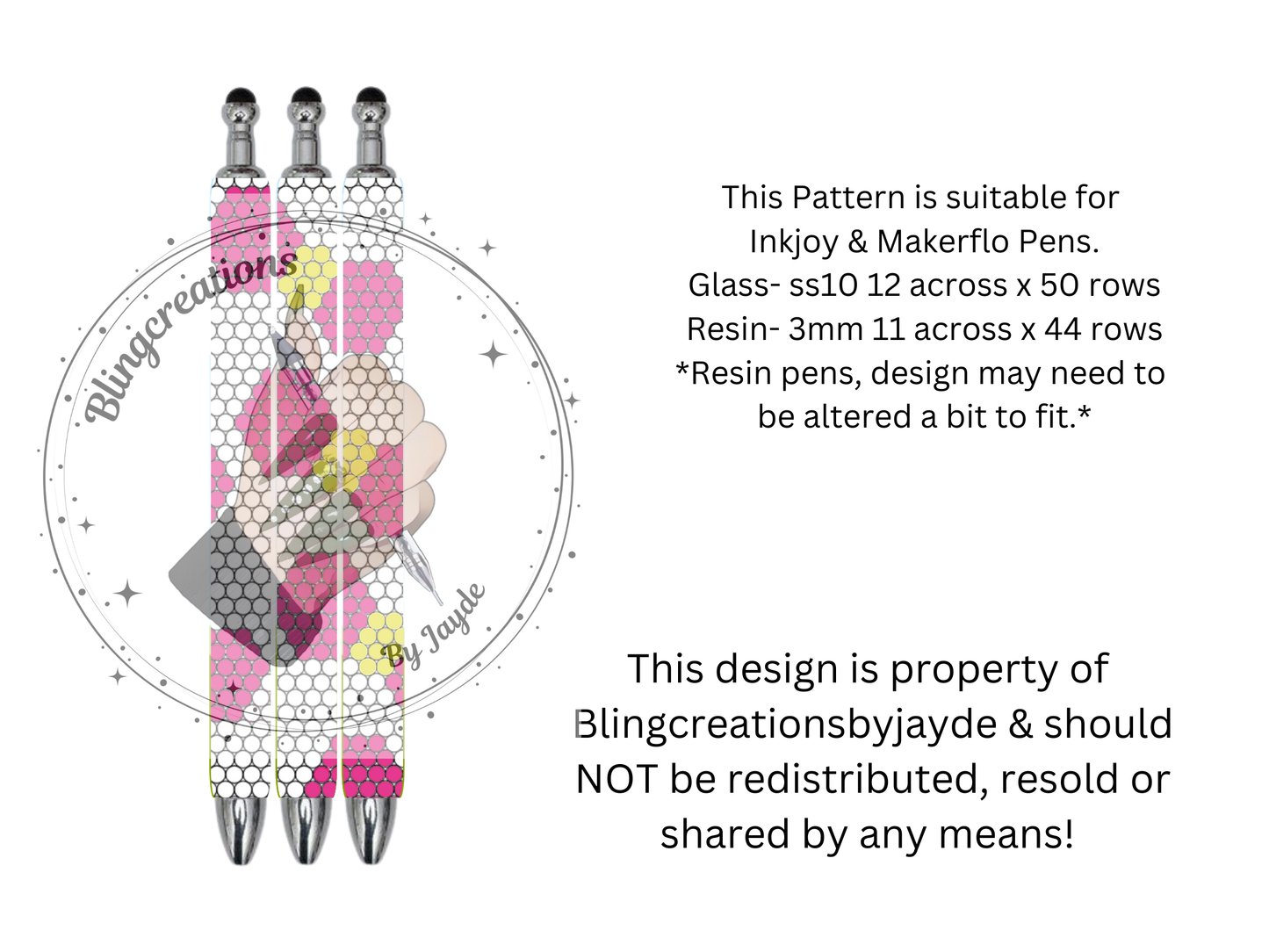 "HK Bows" Rhinestone Pen Template