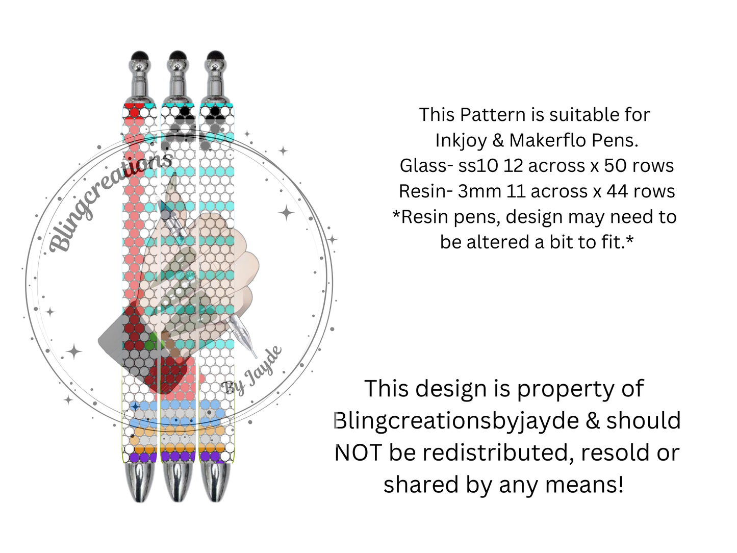 "School Supplies" Pen Rhinestone Template