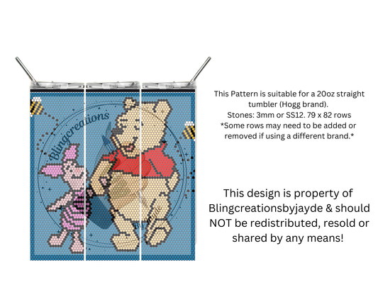 Pooh & Piglet 3mm Rhinestoned Template
